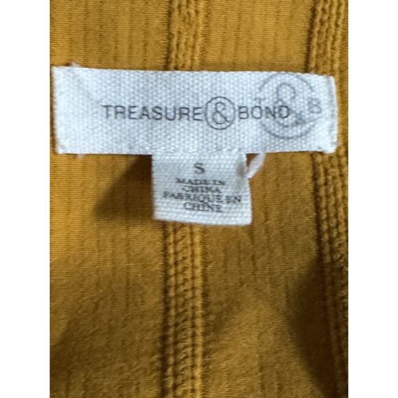 Treasure & Bond Women’s Shirt Small Button Up Tie In Back Mustard Yellow Summer - Picture 7 of 7